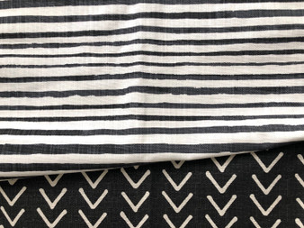 Upholstery Fabric by the yard / Black Striped Home Decor Fabric / Cotton Upholstery Fabric / Medium weight fabric / Mudcloth Fabric