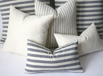 Striped Pillow Covers / European Farmhouse Pillows / Soft Textured Vintage Washed Cotton / Cotton Pillow Case / Striped Cushion