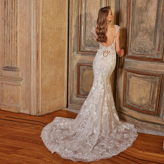 Beaded Crystal Appliques Shiny Mermaid Wedding Dresses With Detachable Train
