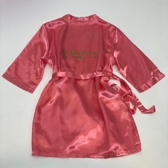 Sample Sale - Satin Coral Robes "Bridesmaid" in Gold Glitter, Size: XL