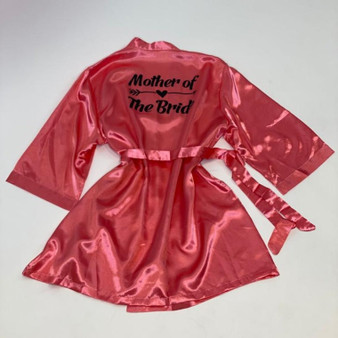 Sample Sale - Satin Coral Robes "Mother of the Bride" in Black glitter, Size: S-M