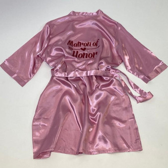 Sample Sale - Satin Rose Gold Robes "Matron of Honor" in Red glitter, Size: XL-2XL