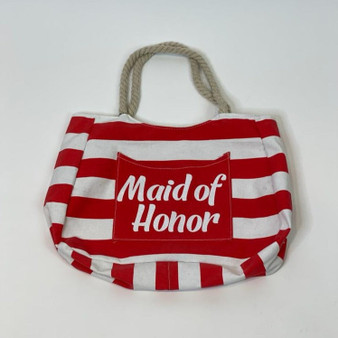 Sample Sale -Beach Bag "Maid of Honor", in White Glitter