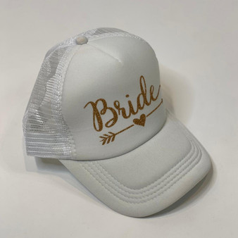 Sample Sale - White Trucker Hats, "Bride", in Gold Glitter