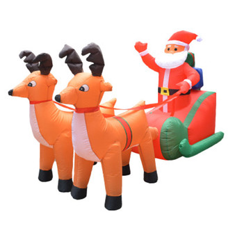 Santa Claus Inflatable with Double Deer Sled - 210cm LED Lighted Christmas Decoration