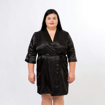 Satin Plus size black bridesmaid robes