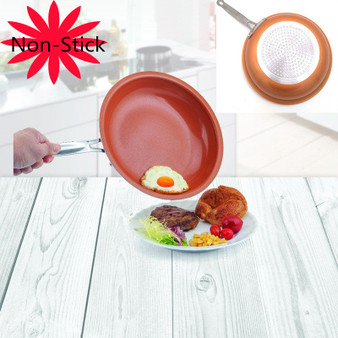 Non-stick Skillet Copper Red Pan Ceramic Induction Skillet Frying Pan Saucepan Oven & Dishwasher Safe