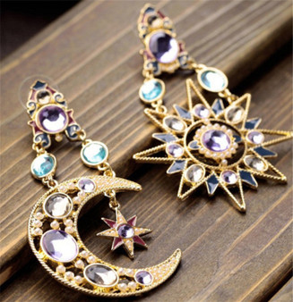 Lovely Galactic Glam with these Sun and Moon inspired Earrings!