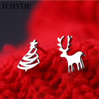 Deer & Christmas Tree Stud Earrings