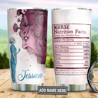 Personalized Customized Nurse Nutrition Facts Hard Working Gift Printed Stainless Steel Tumbler