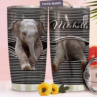 Personalized Customized Elephant 3D Art Printed Stainless Steel Tumbler