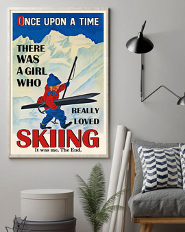 Girl Love Skiing Vintage Gift Poster