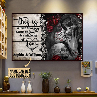 Personalized Customized Sugar Skull Couple Love Valentine Gift Meaningful Quote Poster