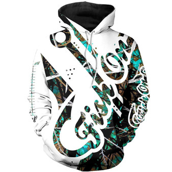 Love Fishing Fish On Camoflage Full Printed 3D Hoodie