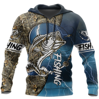 Love Fishing Camoflage Layout Full Printed 3D Hoodie