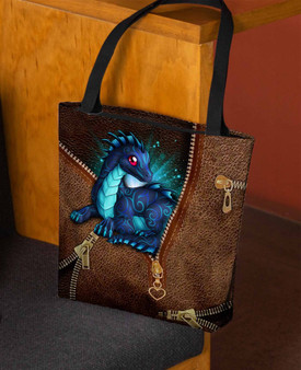Dragon Lovers Leather Pattern Print Tote Bag