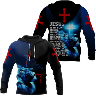 Lion Jesus Christ Cross Full Printed 3D Hoodie