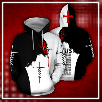 Jesus Christ Cross Black White Full Printed 3D Hoodie