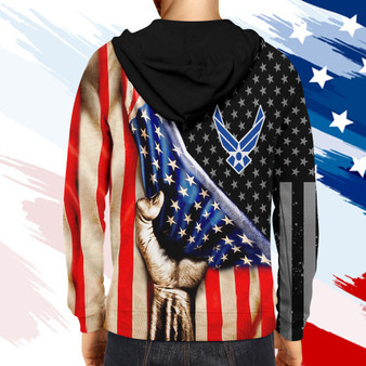 US Flag Air Force Veteran 3D Unisex Hoodie