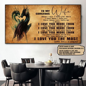 Personalized Customized Love Dragon From Husband To Wife Love You Meaningful Quote Poster