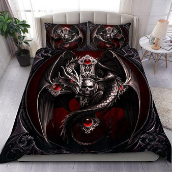 Love Dragon Skull Black Gift Bedding Set
