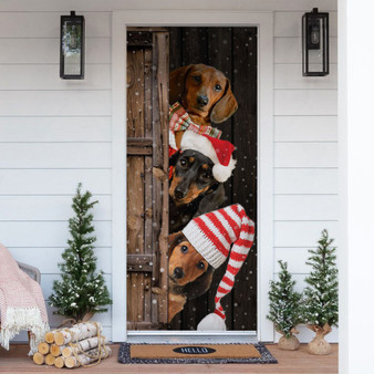 Dachshund Dog Lover Christmas Wooden Printed Door Cover