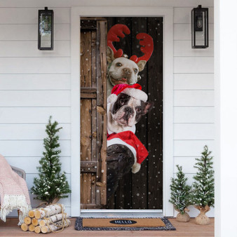 French Bulldog Dog Lover Christmas Wooden Printed Door Cover