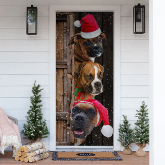 Boxer Dog Lover Christmas Wooden Printed Door Cover