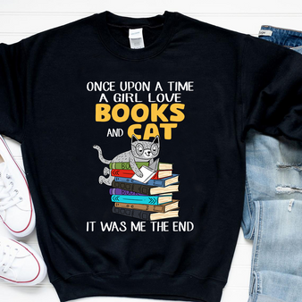 Once Upon A Time Girl Love Books & Cat Was Me Shirt