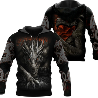 3D Tattoo and D&D Dragon Black Cool Hoodie For Men and Women