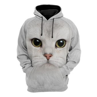 Cat Lover Cute White Cat Face Hair 3D Printed Hoodie