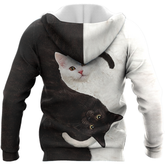 Cat Lover Yin Yang Black & White Cat 3D Printed Hoodie