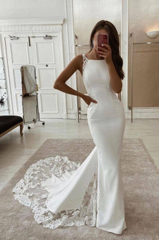 Newest Mermaid Lace Beach Wedding Dresses For Women Bridal Gowns W0046