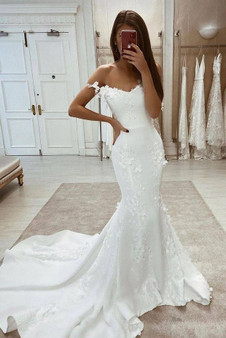 New Arrival Off The Shoulder Mermaid Elegant Long Wedding Dresses W0045