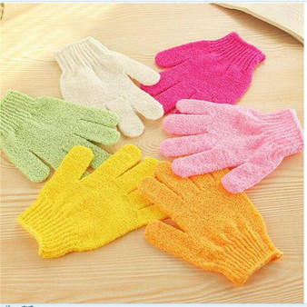 Exfoliating Bath Gloves | Face & Body Exfoliating Glove | Random Color |Skin Rubbing Mitt |nShower Scruber | Nylon Glove | Habbie Beauty
