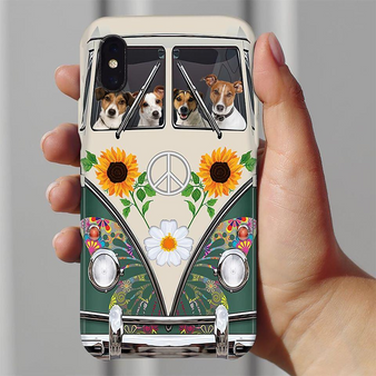 Jack Russell Hippie Van Car Phone Case