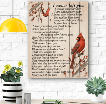 Cardinal With Wooden Background, I Never Left You Wall Art Poster