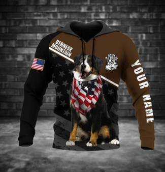 Personalized Customized Us Flag Bernese Mountain Dog Art 3D Hoodie For Men & Women
