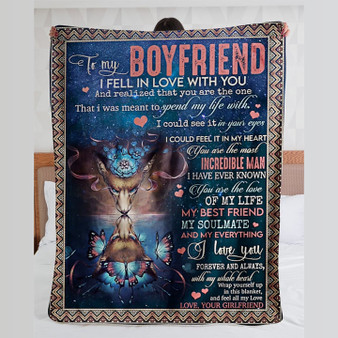 From Girlfriend To Boyfriend I Fell In Love With You Wolf Butterfly Couple Valentine Gift Quilt
