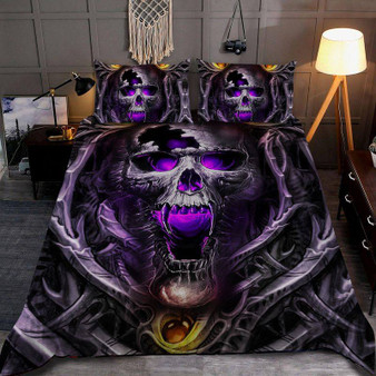 Purple Skull Art 3D Printed Bedding Set