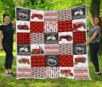 Love Red Tractor Pattern 3D Printed Gift Quilt