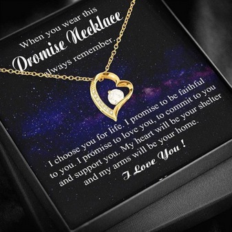 Promise Necklace I Choose You Love You Meaningful Quote Card Valentine Gift For Fiancee Future Wife Her