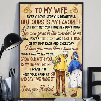 From Husband To Wife Love Story Beautiful Old Couple Meaningful Quote Valentine Gift Poster