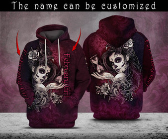 Personalized Customized Sugar Skull February Girl 3D Hoodie