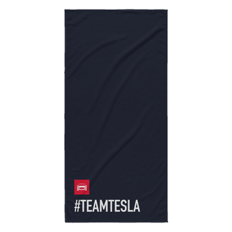 Beach Towel - Black - #TEAMTESLA (Shop at Teslament - High-quality products for Tesla owners and fans)