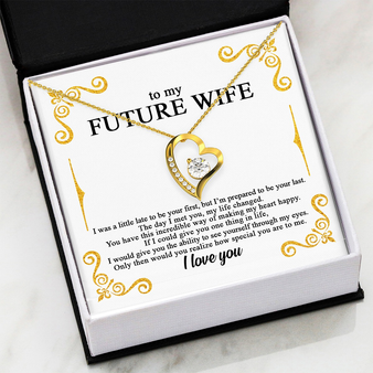Meaningful Quote Gift For Future Wife Couple Valentine Gold Heart Necklace Card