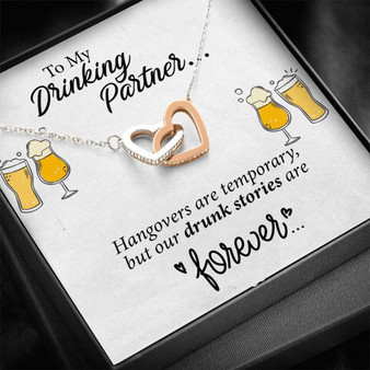 Funny Gift For Drinking Partner Couple Valentine Heart Necklace Card