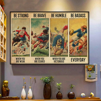 Playing Rugby Be Strong Brave Vintage Meaningful Quote Gift Poster