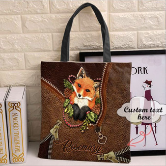 Personalized Customized Love Fox 3D Printed Leather Pattern Tote Bag