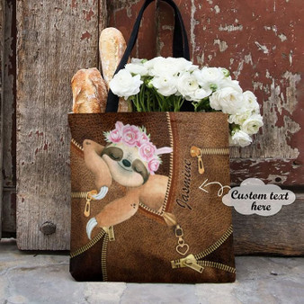 Personalized Customized Love Sloth Flower 3D Printed Leather Pattern Tote Bag
